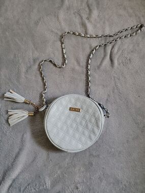 Miche Light Blue Quilted Round Crossbody with Tassel Chain